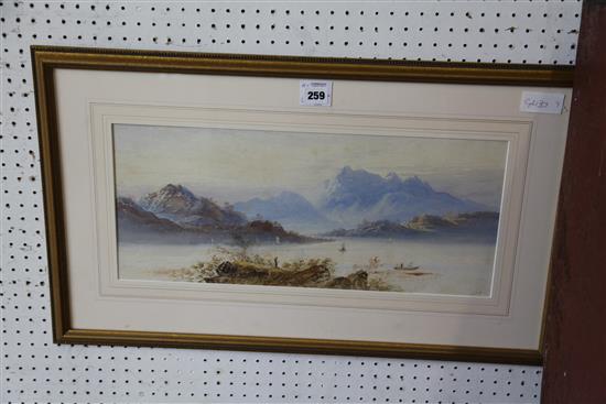 Watercolour of a lake scene by W Earp